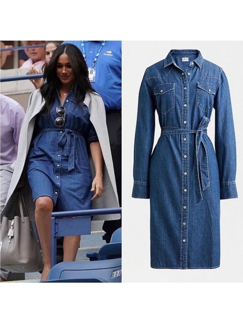 J Crew Shirt Dress Denim Snap Preppy Western Blue ASO Meghan Markle Blue Size 0